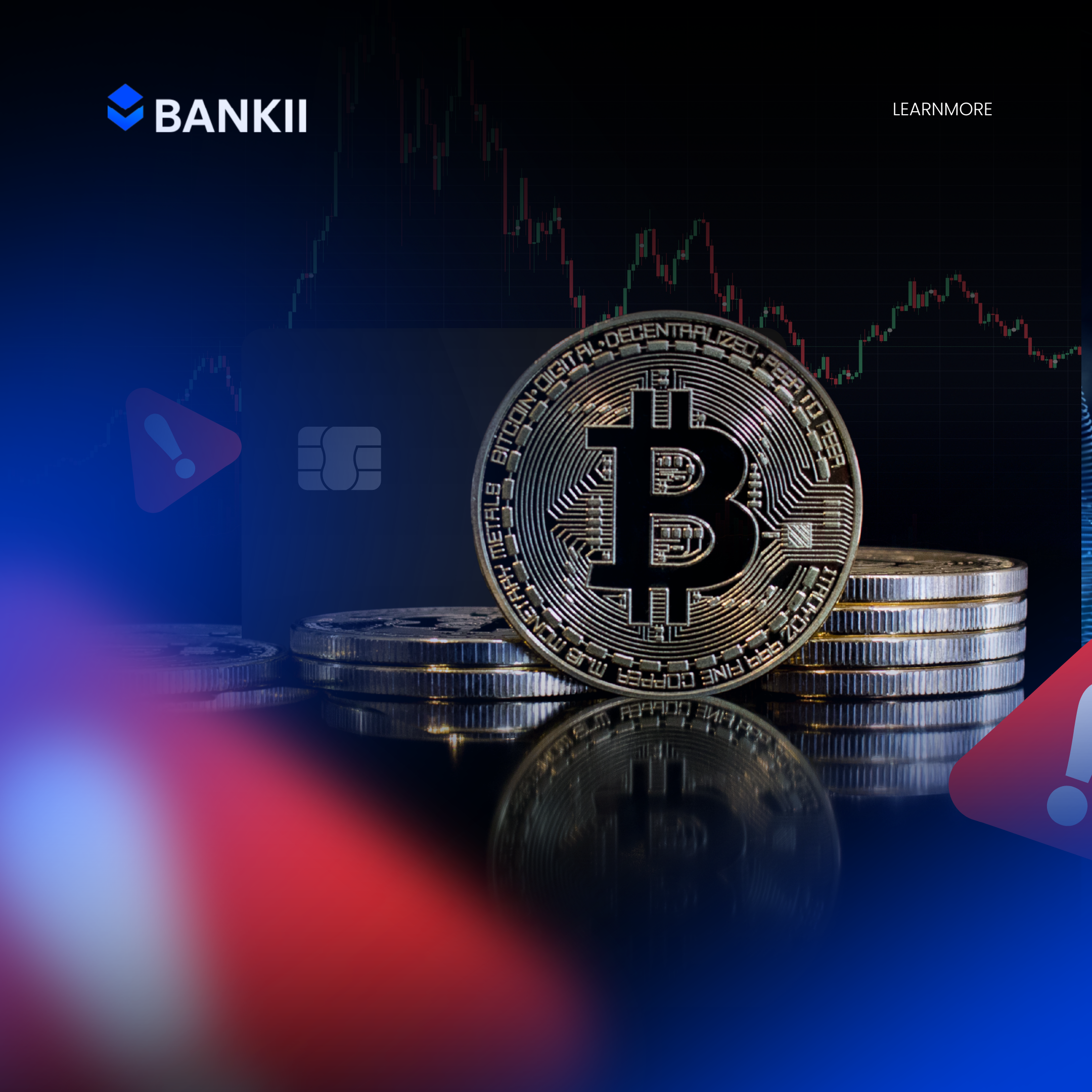 Common Crypto Card Mistakes. Warning signs around a bitcoin.