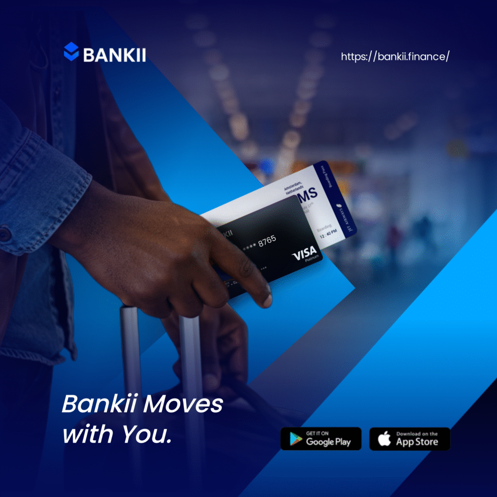a hand holding two cards. One being the Bankii crypto card.